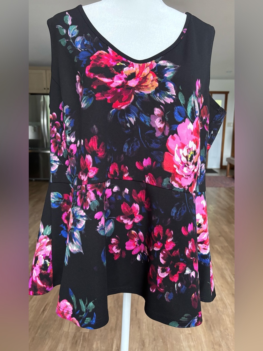 Ricki’s Black Floral Sleeveless Peplum Top - Pink Multicolor Women’s SZ XXL